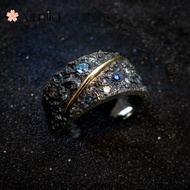 ⭐Van Gogh Diamond Ring Starry Sky Sapphire Meteor Shower Girls Jewelry silver 925 original ring for women rings men korean jewelry cincin lelaki cincin perempuan couple cincin emas korea 戒指