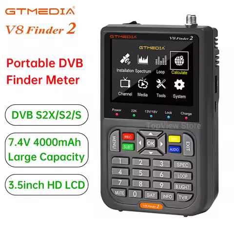 New GTMEDIA V8 Finder 2 Satellite Meter DVB-S/S2/S2X Support H.264 7.4V/4000mAh Li-ion Battery 3.5 I