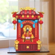 2024新款MOC潮玩文武財神爺關公萬能神龕辦公室擺件拼裝積木禮物-五福財神/金身佛祖+送專用燈光【展示盒版】
