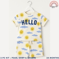 Baby Clothes Set 2pcs Hello Sun Shirt and Shorts Outfit 24 Months Unisex AA335