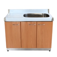 [特價]【Abis】客製商品-頂級升級款左右兩用不鏽鋼100洗台+平台/流理台/工作台/收納廚具-多款門板可選(桶身430)紅色-左水槽