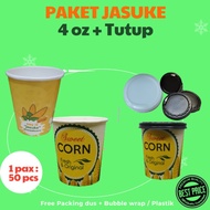 TRM Paket Jasuke Cup 4 Oz + Tutup Isi 50 Pcs Paper Hot Cup Gelas