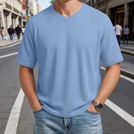 Knitted vt European American Waffle Fashion Casual Insert Men Spring Summer Shirt Shoulder Summer Co