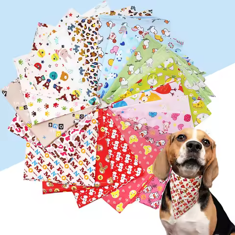 5PCS/S M L XL Dog Bandana Bulk Pet Dog Triangular Scarf Cotton Handkerchief and Scarf For Dogs Cat B