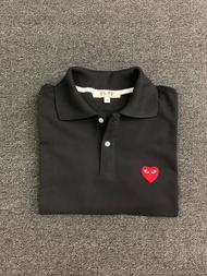 Men's CDG Classic Polo Shirt, 100% Cotton, Bussiness Casual Shirt, Polo Shirt for Men (Red Logo)
