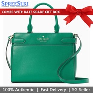 Kate Spade Handbag In Gift Box Crossbody Bag Staci Medium Satchel Saffiano Leather Green Bean Green # WKRU6951