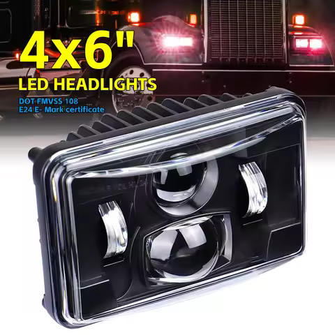 1 pcs LED Headlight Hi/Low Beam 4X6" Light for Freightliner Classic, International 9300 H4651 H4652 