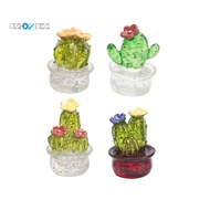 4Pcs Car Inner Cactus Ornaments Mini Plant Art Cactus Figurines Desktop Craft Miniature Plant Cactus