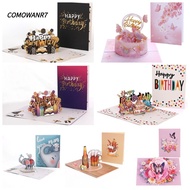 COMOWANR7 Happy Birthday Card, Foldable Pop Up Greeting Card, Creative Best Wishes  Four-Layer Birth