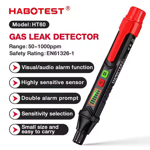 HABOTEST Natural Gas Leak Detector HT59 HT60 Gas Detector with Audible & Visual Alarm Portable High 