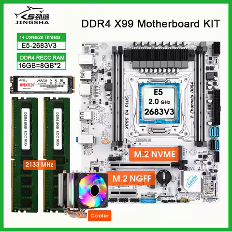 X99 Motherboard LGA2011-3 assembly Set KIT Xeon E5 2683 V3 CPU 16GB (2*8GB) ddr4 RECC Ram 256GB NVME