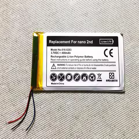 3.7V 400mAh 616-0283 Li-ion Battery Replacement for iPod Nano 2 2G 2nd Gen 616-0407 616-0467 Battery