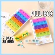 ✅ [SG] Travel Pill Box/ Medicine Tablet Capsule Case Box/ 7 Days 28 Grid AM Noon PM Medicine Organizer Box Storage