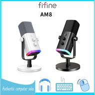 FIFINE AM8 USB/XLR Dynamic Microphone for Gaming, Podcast – RGB, Noise Reduction