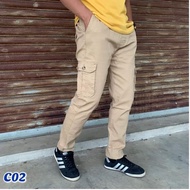 Cargo Army Slack 6Pockets Pants Unisex Tactical Elasticated Lelaki/Perempuan Waist Slimfit Local Sel