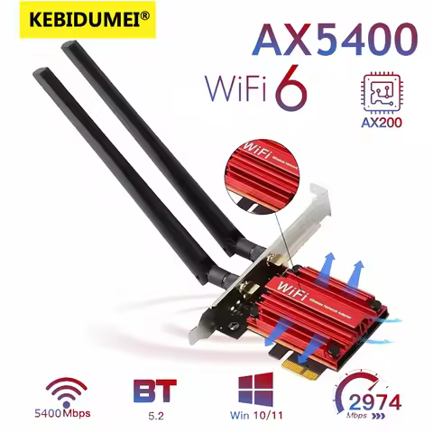 5400Mbps WiFi6 AX200 PCIE WiFi Card Adapter 2.4G/5Ghz Bluetooth5.2 Dual Band 802.11AX Wireless Adapt