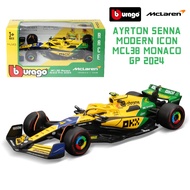 Bburago 1:43 2024 Mclaren MCL38 Ayrton Senna Modern Icon Monaco GP #4 Lando Norris #81 Oscar Piastri