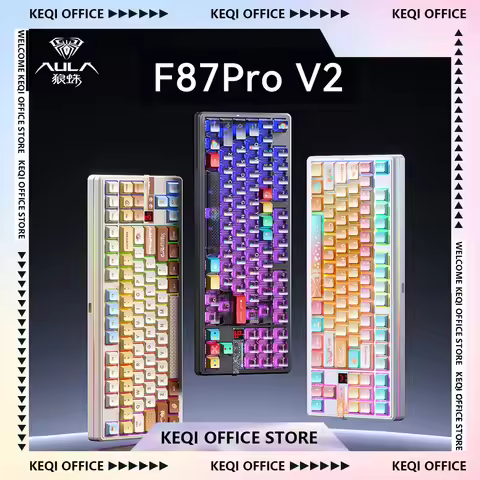 AULA F87 Pro V2 Mechanical Keyboard 3-modes Wireless 12000mAh Long Battery Life Hot-Swap RGB Customi