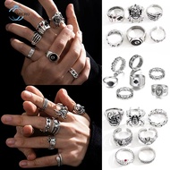 7PCS/Set Unisex Punk Rings Exaggerate Clown Poker Claw Ghost Skull Jewelry Round Clown Casino Poker 