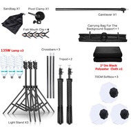 ไฟถ่ายรูป ไฟไลฟ์สด ไฟสตูดิโอ Softbox & ฉากถ่ายรูป 2x2m ผ้าฉากหลัง 2x3m Studio Lighting for Photograp