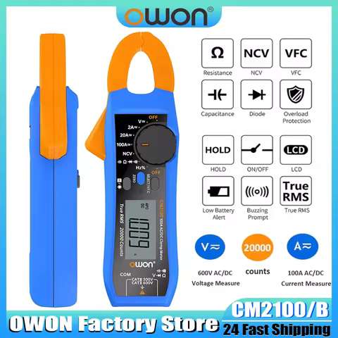 OWON CM2100 CM2100B Digital Multimeter, Clamp Meter, High-Precision AC/DC Current Clamp Recorder, 20