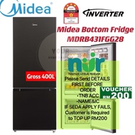 [Nur Rebate]Midea 2 Door Fridge Bottom Mount Freezer Fridge MDRB431FGG28 400L