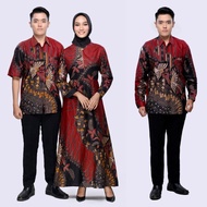 KEMEJA Couple batik Shirt / batik Shirt For Men And Women's gamis - Merah