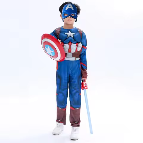 Captain America cosplay muscle costume superhero Captain America cosplay muscle jumpsuit shield Hall