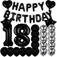 Sweet 18th Birthday Decorations Party Supplies,Black Number 18 Balloons,18th Foil Mylar Balloons Lat