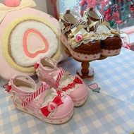 Cute Lolita Milkshake Shoes Lolita Thick-Soled Shoes Sweet Strawberry Heightening Leather Shoes