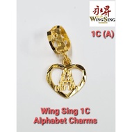 【Ready Stock】Wing Sing 916 Gold 1C Pandora Alphabet Charm Beads Pendant / Loket Huruf PDR A to Z Emas 916