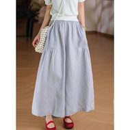 Plus Size High Waisted Wide Leg Skirt Pants Womens Culottes Summer Thin Ice Silk Loose 9-point Pant 