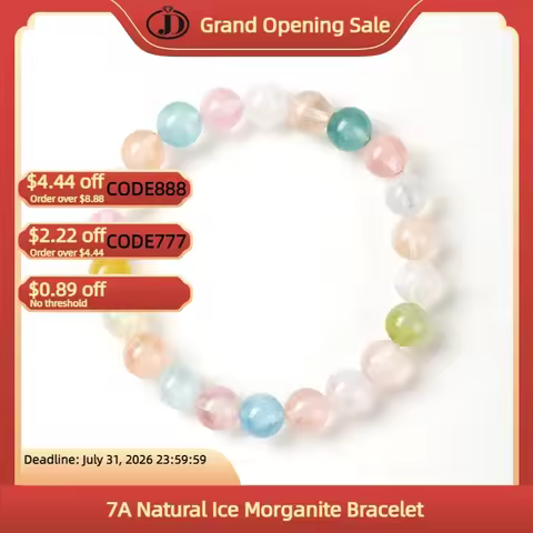 7A Natural Ice Morganite Bracelet Multicolor Beryl Beads for Women Elegant Gemstone Jewelry Gift lux