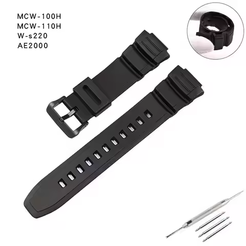 Men 16mm resin watch band accessories compatible for Casio MCW-100H 110H W-S220 HDDS100 5434 watch s