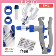 0.5-5ml Syringe Veterinary Continuous Syringe + 10pcs Needles Vaccine Poultry Adjustable