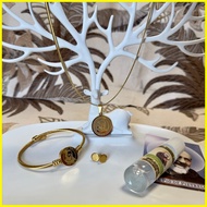 ◊☜ ⭐ ✻ Blessed Saint Padre Pio Necklace & Bangle Bracelet Set (Original PVD 18k Italy Gold)