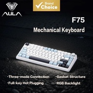 Mechanical Keyboard Aula F75 Layout 75 RGB Hot Swappable LEOBOG Gray English Language US Navy Blue  