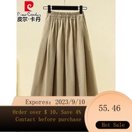 NEW Pierre Cardin（pierre cardin）Cotton and Linen Skirt Women's Summer Dress2023New Mom Fashion Vintage Skirt Temperame