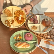 211 Dinner Plate Compartment Round Three Compartment Ceramic Plate Breakfast Adult Children Dinner P