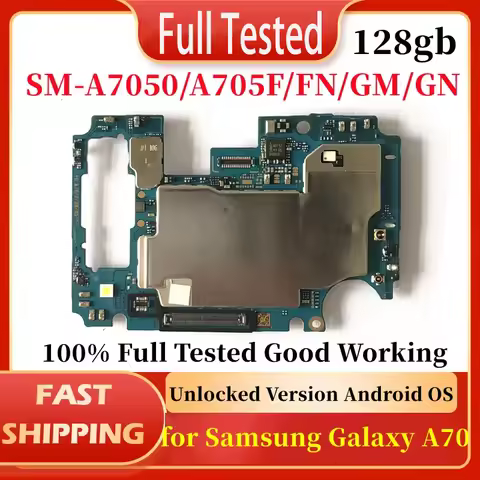 Unlocked Plate for Samsung Galaxy A70 Motherboard 128gb SM-A7050 A705F/GM/GN/FD A705U Mainboard Circ