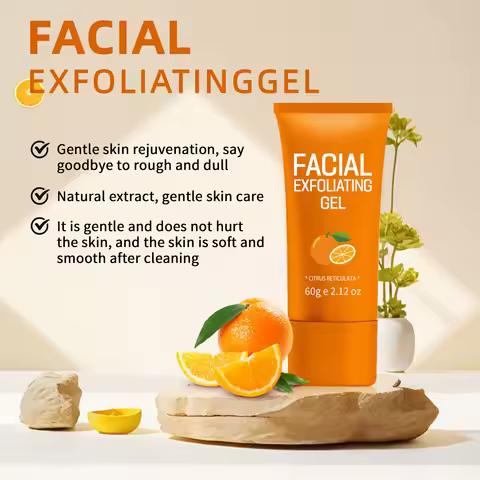 60g Orange Facial Exfoliating Gel Gentle Peel for Glowing Skin Removes Dead Cells & Melanin with Hya