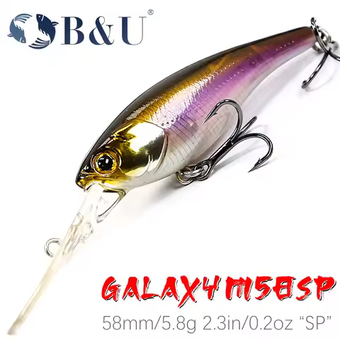 B&U 58mm 5.8g Suspending Jerkbait Crankbait Minnow Shad Hard Bait Deep Diver Depth 2m Fishing Lure L