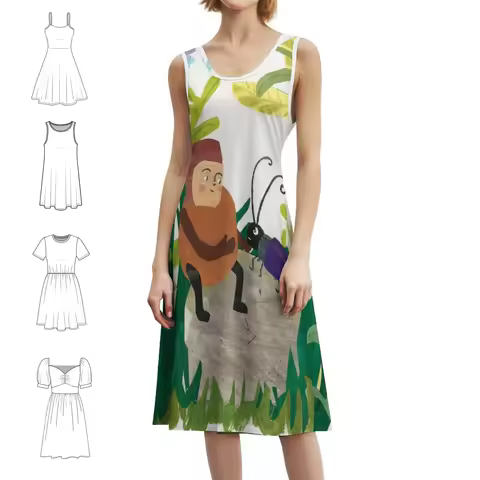 Forever Friends Korean Style Casual Dress For Women Simple Daily Office Lady Dresses Gnome Fairy Fai