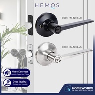 HEMOS 60-70MM TUBULAR LEVEL DOOR LOCK KUNCI TOMBOL PINTU RUMAH SILVER BLACK HM-5204