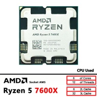AMD | AMD Ryzen 5 7600X Used R5 7600X 4.7GHz CPU processor 6-Core 12-Thread 5NM L3=32M 100-000000593