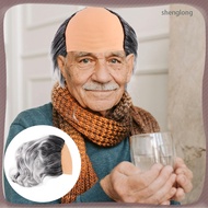 Realistic Grey Old Bald Cap Wig Synthetic Fiber for Party Costume and Cosplay