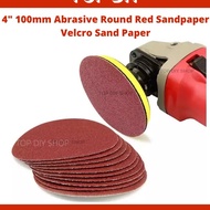 4" 5" 6" Abrasive Red Sandpaper Sand Paper Disc Sanding Disc Kertas Pasir Bulat Kertas Pasir Kayu Gr