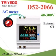D52-2066 AC Power Meter 40-300V 0-100A Din Rail CT External Type