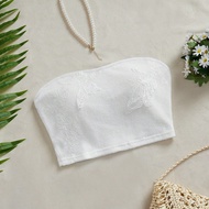 Áo crop top hở vai jacquard màu trắng cho nữ, thích hợp khi đi làm/thanh lịch/gợi cảm/nghỉ dưỡng/bãi