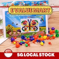 T4TOYS Board Beads Blocks for Kids with Beads Blocks Puzzle Building Nails Blocks Colorful Nails Peg